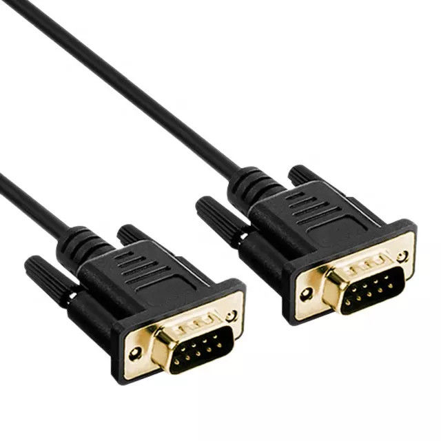 Varón del cable serial de RS232 DB9 9 Pin a la placa de oro masculina de la transmisión de datos video