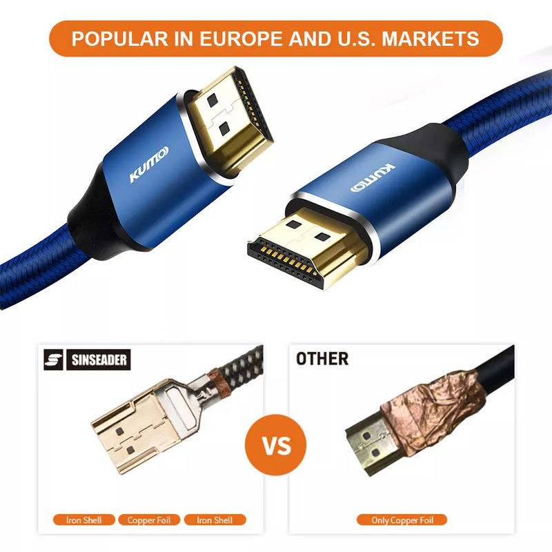HDR TDR prueba 48gbps chapado en oro 4k HDMI cable 120Hz compatible con Ethernet 3D 4K HDTV