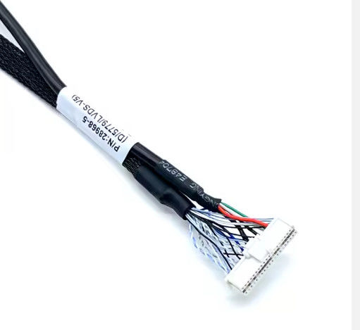 Aplicación electrónica LVDs personalizados negros Arnés de alambre Ensamblaje de cable LCD para panel de visualización