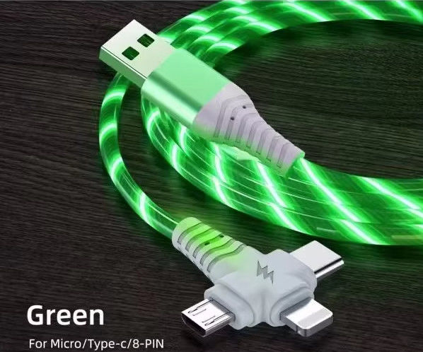 Venta caliente precio de fábrica 3 en 1 cable USB para iluminar por la noche y transferencia de fecha cable de iluminación