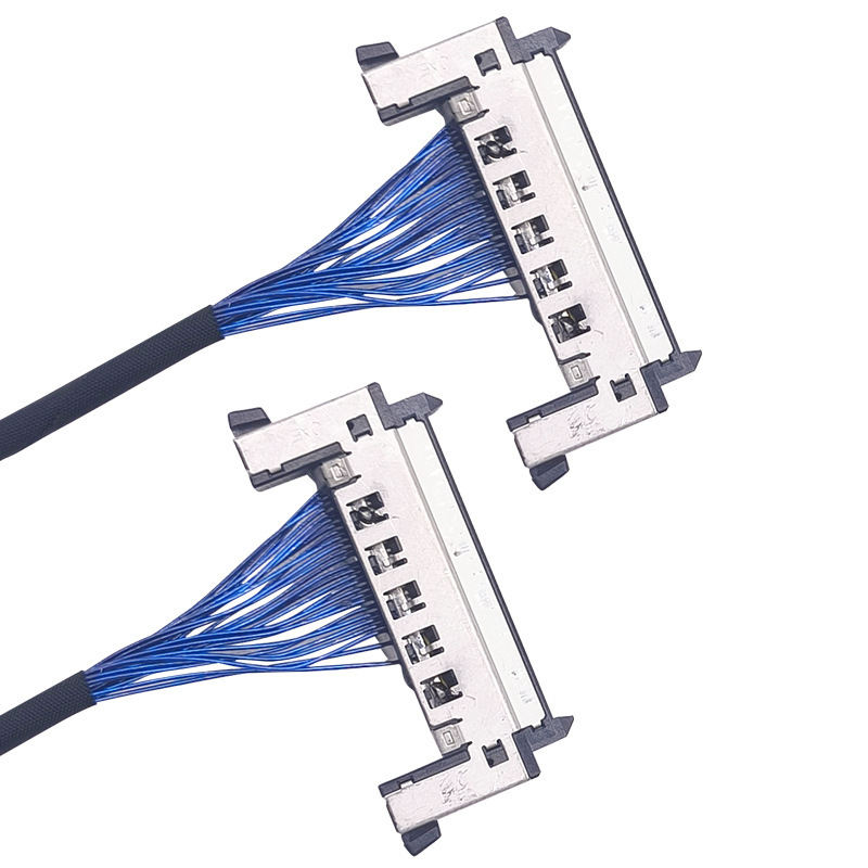 Cable personalizado de alta precisión para pantalla LVDS coaxial ultradelgada, soluciones de cable recubierto de plata para pantalla LED