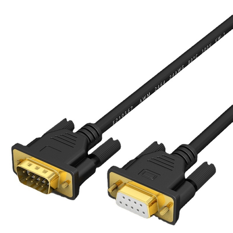 Ensamblaje de cable personalizado DB9 RS232 macho a macho y hembra cruzado serie, diseñado para uso confiable en equipos industriales